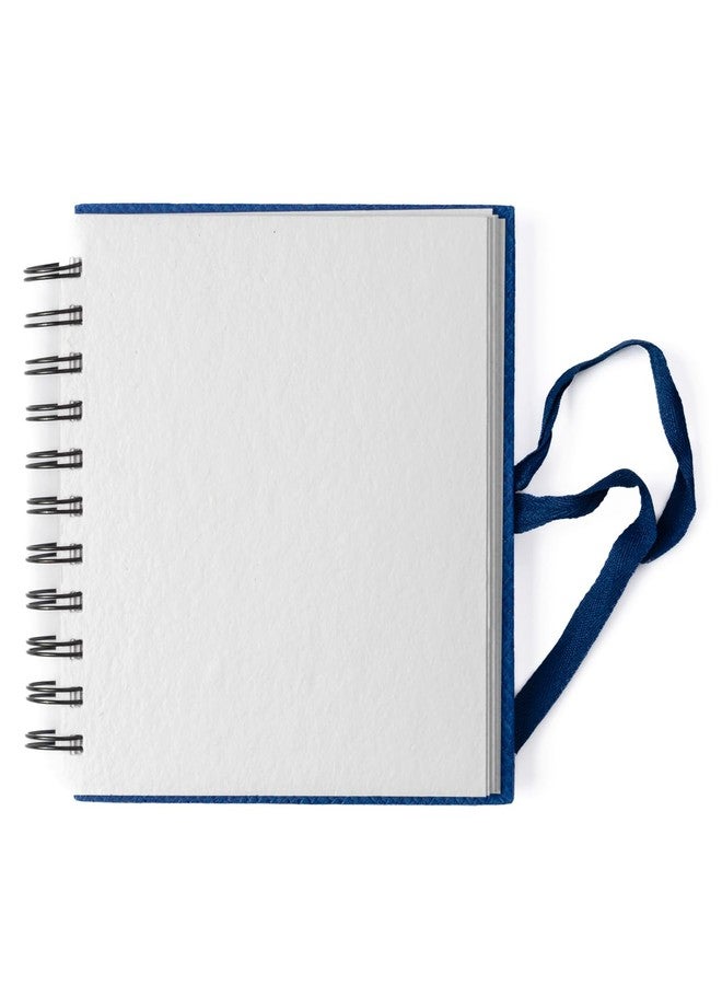 كوما دفتر رسم بالألوان المائية من كوما | 6 بوصات × 6 بوصات | 300 غرام/متر مربع | دفتر رسم بسلك حلزوني | مضغوط ساخناً | لون طبيعي | 100% ألياف قطنية (أزرق ملكي) - Image 4